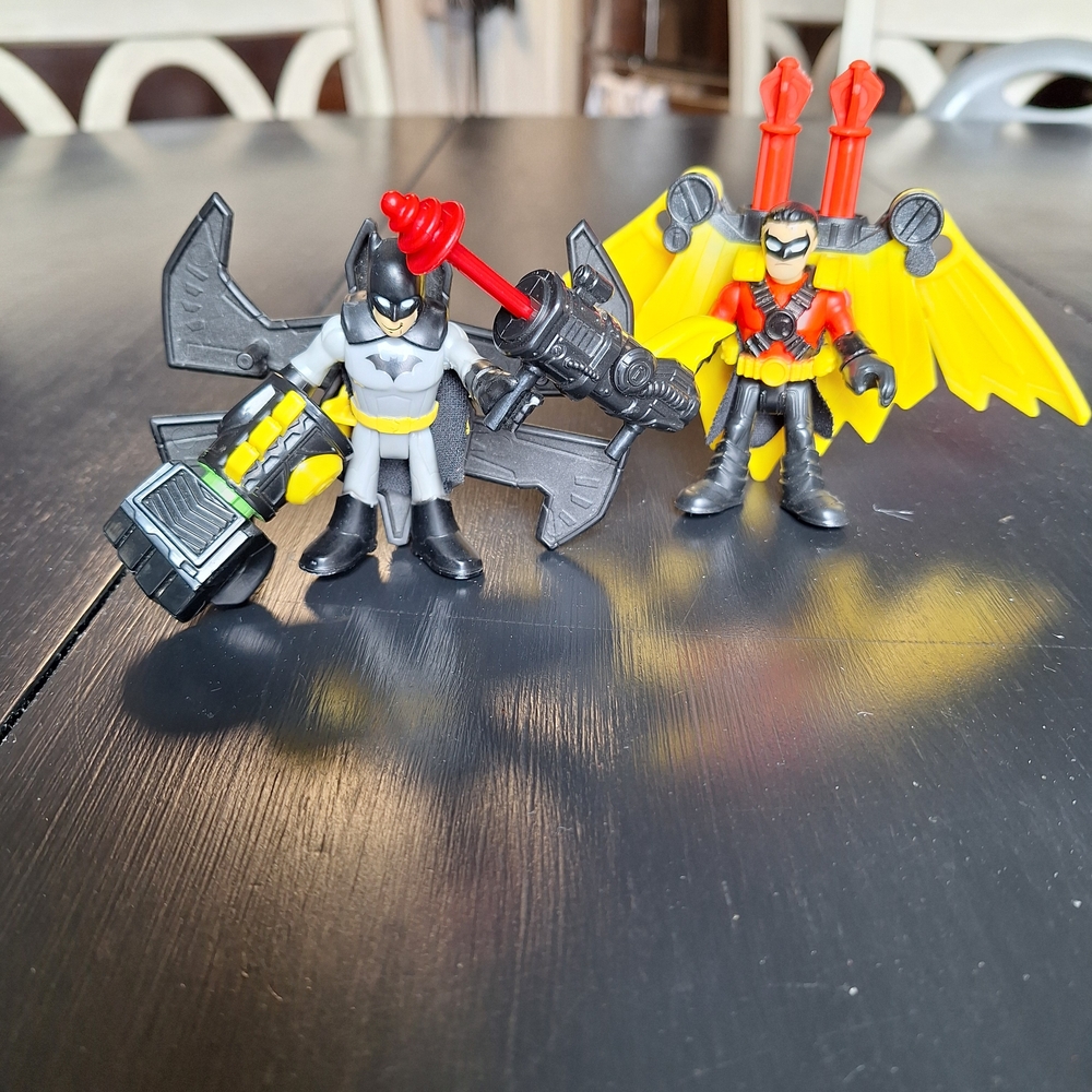 Batman Figures Set with Yellow Winged Sidekick - Black, Gray & Yellow